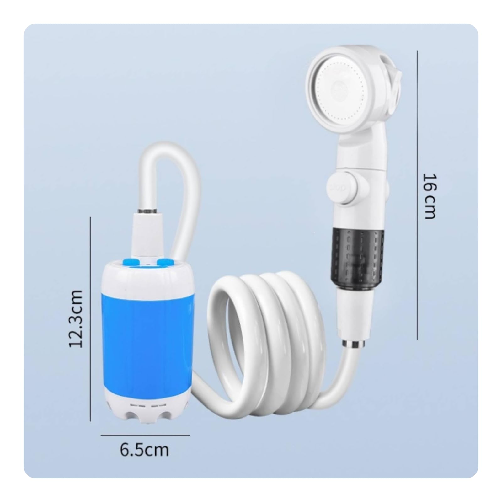 Ducha Portátil Eléctrica Mano Recarga USB Ducha Portátil con Bomba Agua Compacta Ligera para Campi, Exteriores, 3 Ajustes