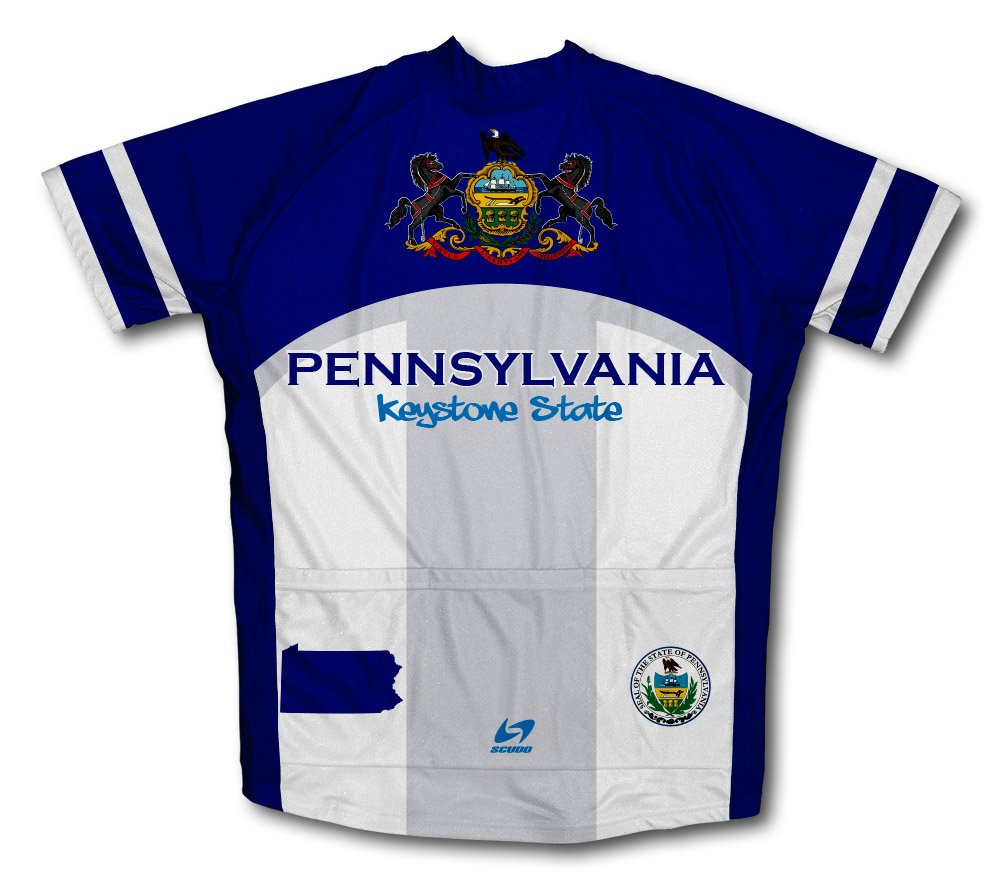 ScudoPro Pennsylvania Flag Short Sleeve Cycling Jersey for Men - Size 4XL