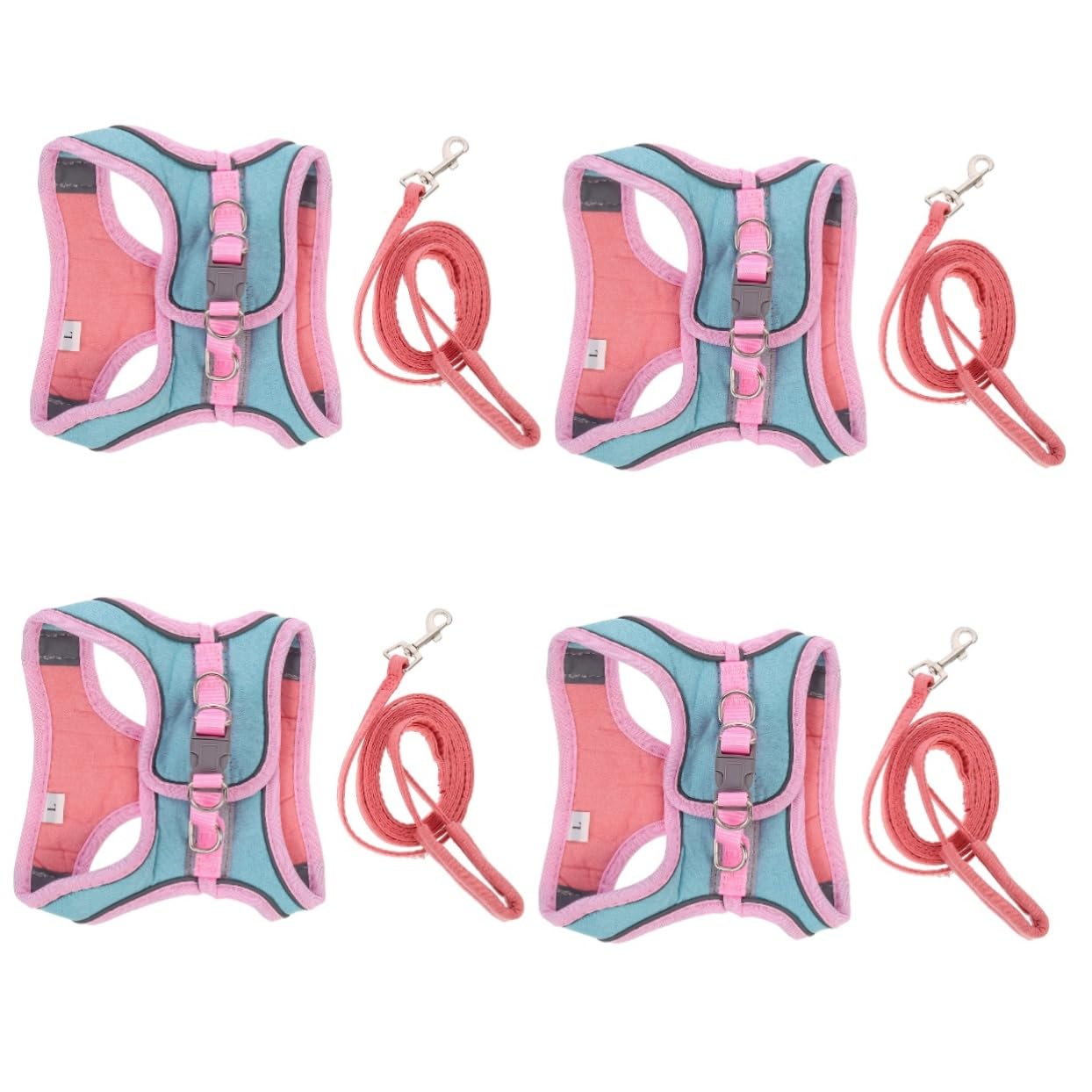 Happyyami 4 Ensembles Harnais pour Animaux de Compagnie Gilet de Tenue de Harnais de Marche pour Animaux de Compagnie Laisse Chat extérieur Ensemble Laisse Chat débardeurs Protection