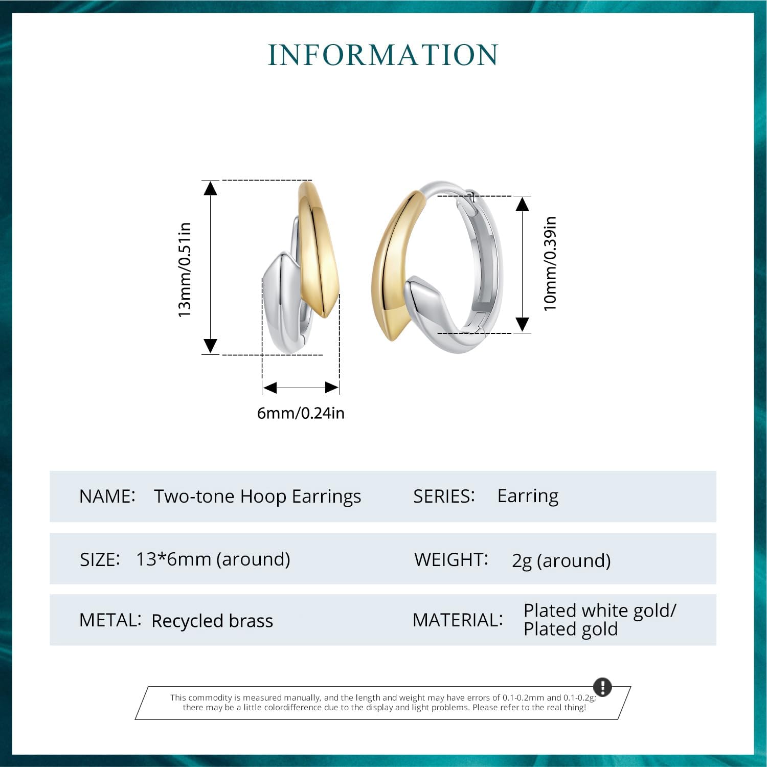 WOSTU 14K Gold Plated Two-Tone Oval Hoop Earrings for Women, Water Drop Design Lightweight Huggie Earrings,925 Sterling Silver Posts Double Drop Chunky Hoops Hypoallergenic Ear Buckles - Image 8