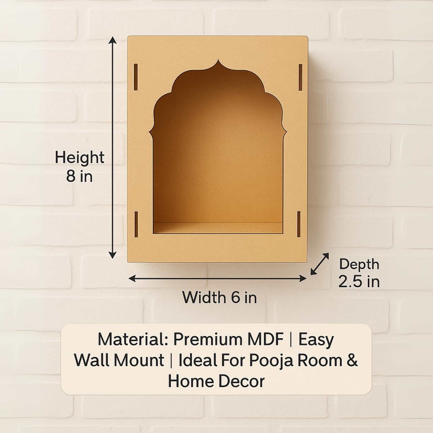 LET'S DIY Unfinished Wood MDF Jharokha Wall Decor Kit - Plain Box Cutout Wooden Craft for Creative Home Decor, Customizable Frame for Art, Painting, and DIY Projects 2