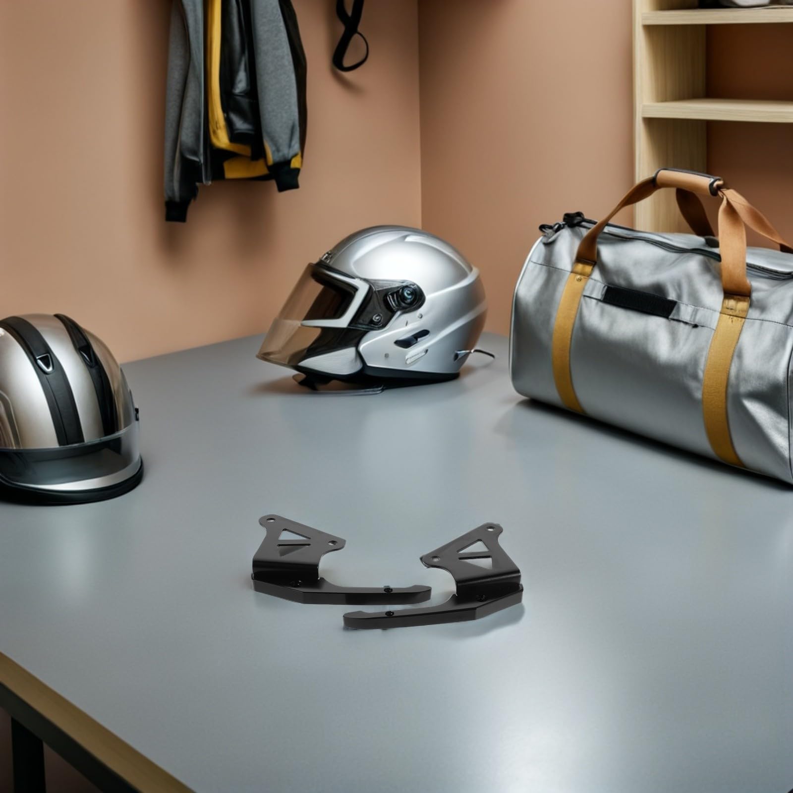 SHINEOFI Poignées de Maintien Arrière Moto en Alliage D’Aluminium, Barres D’Appui Siège Arrière Universelles Noires, Accessoires Passager Moto pour Toutes Saisons, Installation Rapide