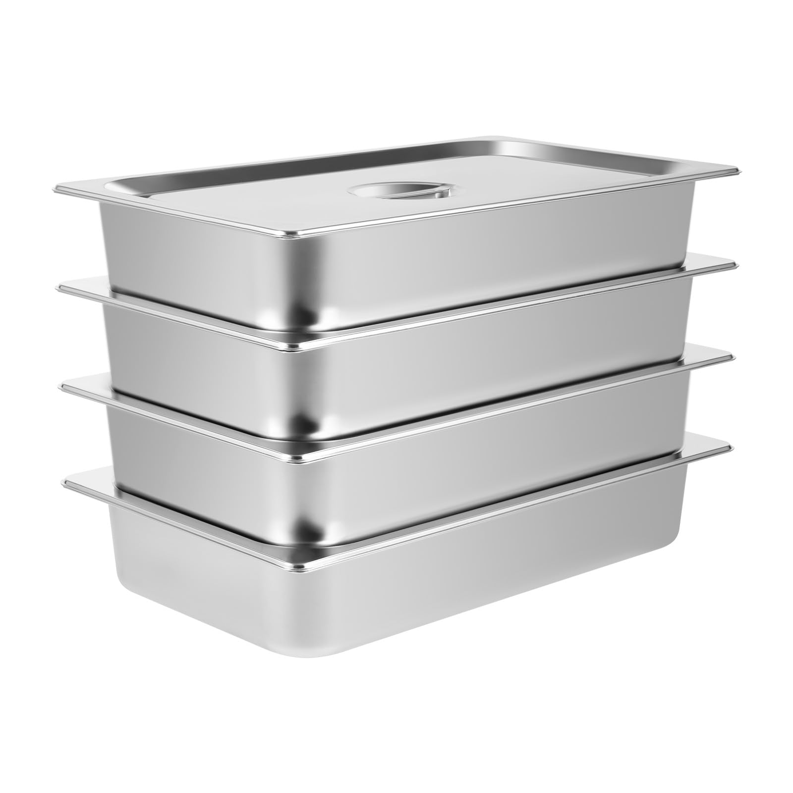4 pezzi Chafing Dish scaldavivande in acciaio inox con coperchio, contenitore per gas in acciaio inox per buffet catering rettangolo Chafing Dish