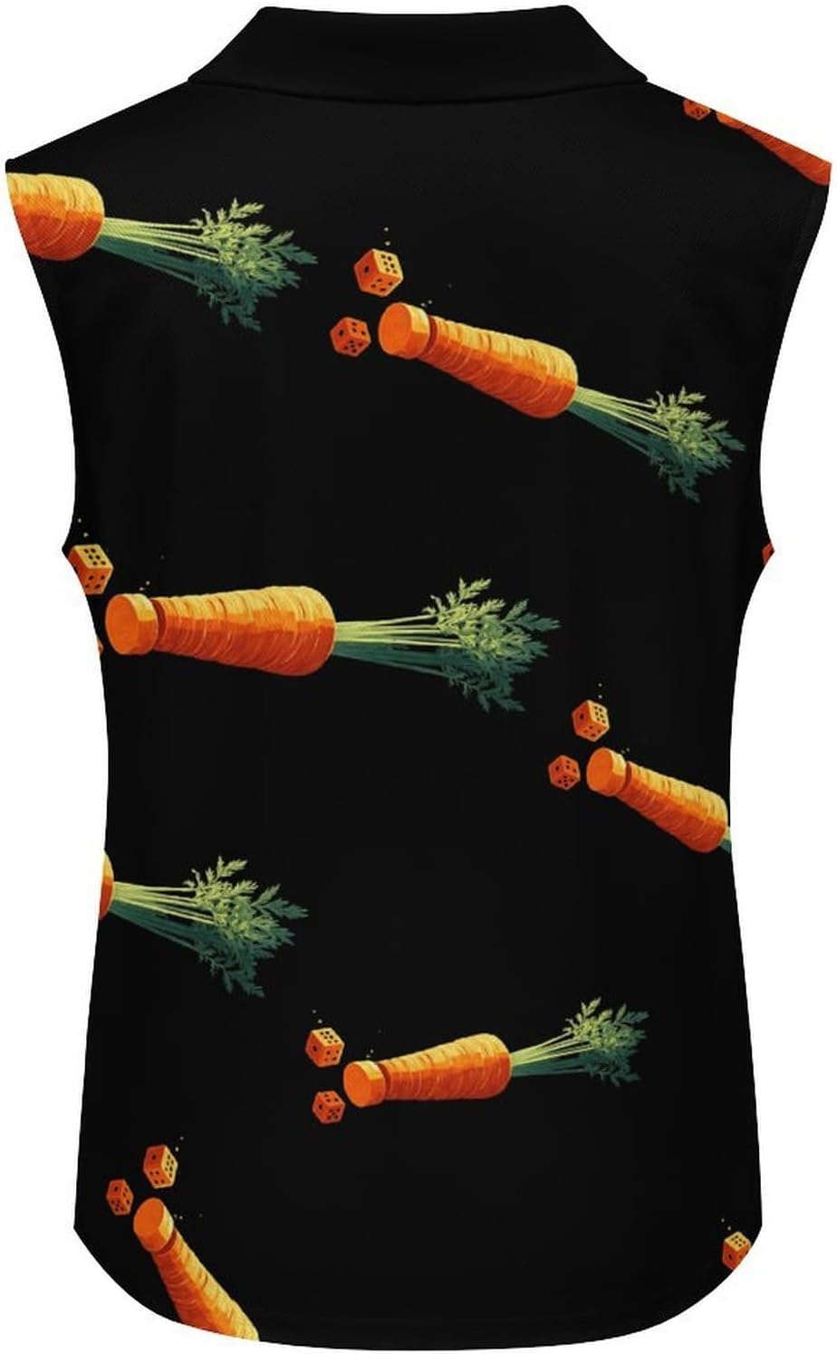 Carrot Dice Womens Sleeveless V Neck Golf Polo Shirts | Collared Tank Tops