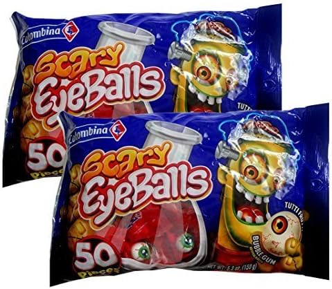 Scary Eyeballs Tuttifrutti Bubble Gum Halloween Candy (100 Pieces) by Colombina