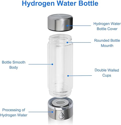 Miniatura 7 de Botella de agua de hidrógeno mejorada, botella de agua hidrogenada portátil con tecnología SPE PEM, máquina ionizadora de agua de hidrógeno de 14.2