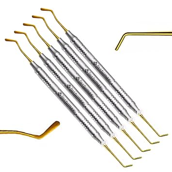 5-Piece Restorative Composite Filling Instrument Set Golden Titanium-Coated Spatula & Plugger Tools for Dental Restoration, Autoclavable, Rust-Resistant