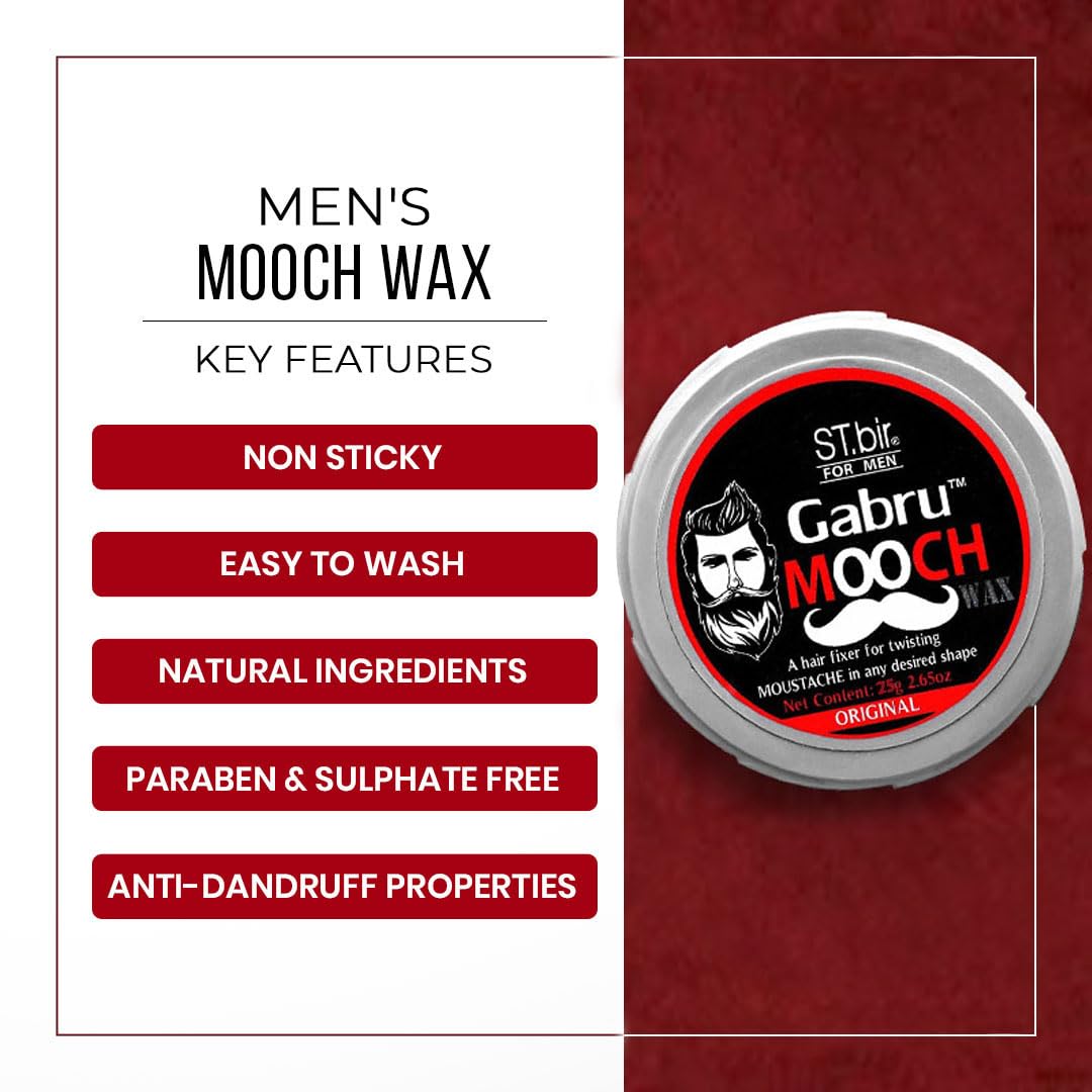 Gabru Mooch Moustache Wax for Men - Strong Hold & Long Lasting Styling Wax | Natural Look | Original Scent 25g (Pack Of 2) 4