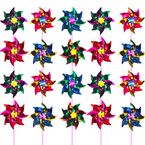 Plastic Rainbow Pinwheel, Lawn Pinwheels, Party Pinwheels Windmill Rainbow Pinwheel DIY Pinwheels Set for Toy Garden Lawn Decor, 36 Pieces (15 cm, Multicolor A)