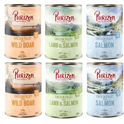 Produktbild von Purizon Adult Katzen-Nassnahrung Mixpaket - 6 x 400 g