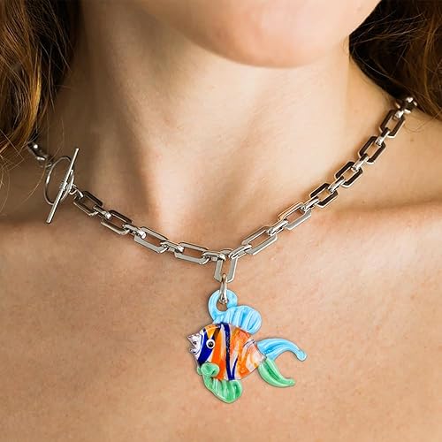 Miniatura 2 de ZORZA 8 piezas de cristal soplado a mano colgante de peces coloridos para hacer joyas, mini figuras de animales marinos para aretes, dijes para