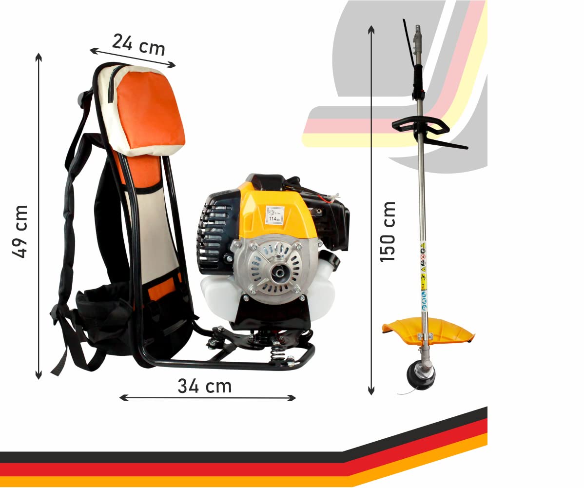 Decespugliatore a Scoppio 52cc 2T a Spalla a Zaino Spalleggiato Giardino Giardinaggio Ergonomico + Dischi e Testina