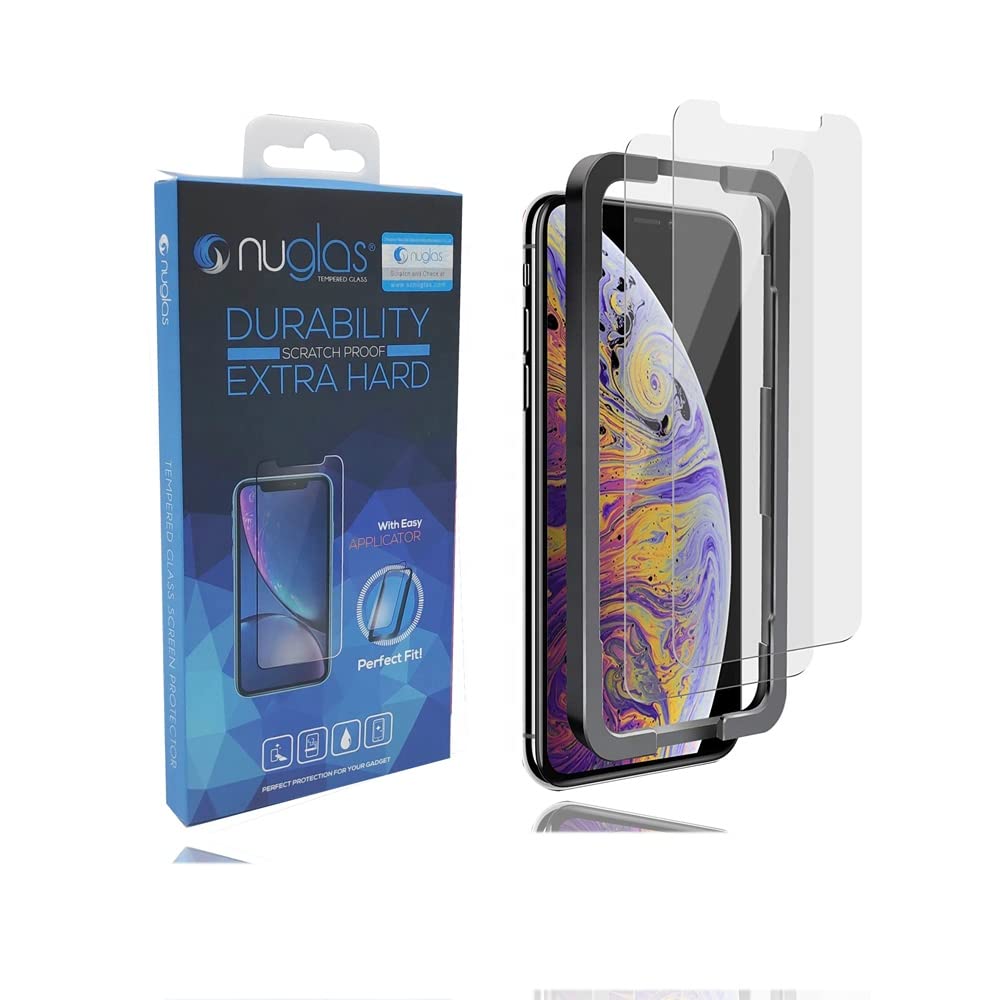 Nuglas Compatible with iPhone 13 Screen Protector iPhone 13 Pro Glass Screen Protector Tempered 6.1 Inch 2 Pack with Installation Case