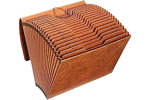 1InTheOffice Brown Leather A-Z Expanding File Folder