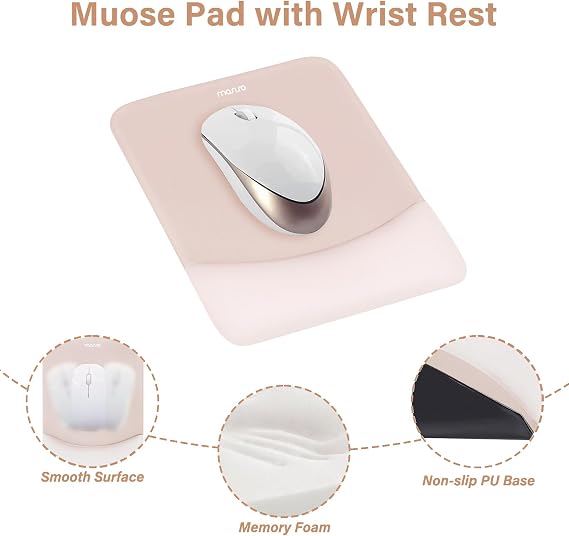MOSISO Wrist Rest Support Mouse Pad & Keyboard Set, Apricot