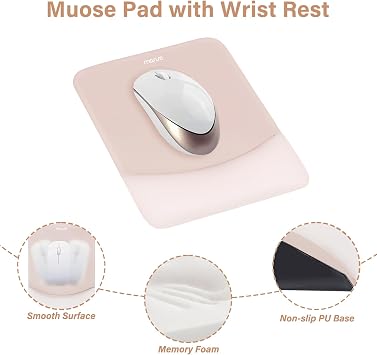 MOSISO Wrist Rest Support Mouse Pad & Keyboard Set, Apricot
