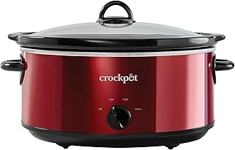 Crock-Pot Large 7 Quart Capacity Versatile Electric Food Slow Cooker Home Cooking Kitchen Appliance with Removable Ceramic Bowl, Red