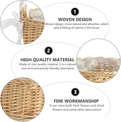 Miniatura 3 de OSKOE Cesta de almacenamiento tejida con asas, cesta de Pascua, cesta de flores para boda, cesta de mimbre para lavandería, cesta de flores