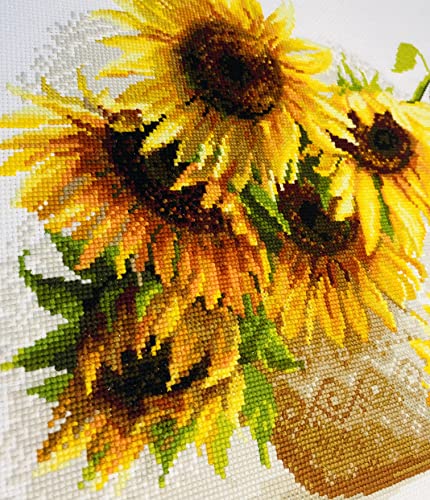 Image of RIOLIS - Hot Summer 1488, Floral Cross Stitch Kits 15,75 inch x11,81, Cross Stitch Kits for Beginners & Advanced, Crossstitching Kits Adult, Counted Stitching Kits, Flowers Embroidery Kit