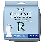 Rael Incontinence Pads for Women, Organic Cotton Cover, Postpartum Essential, Heavy Absorbency, Bladder Control, 4-Layer Core with Leak Guard Technology, Long Length (Ultimate, 20 Count)