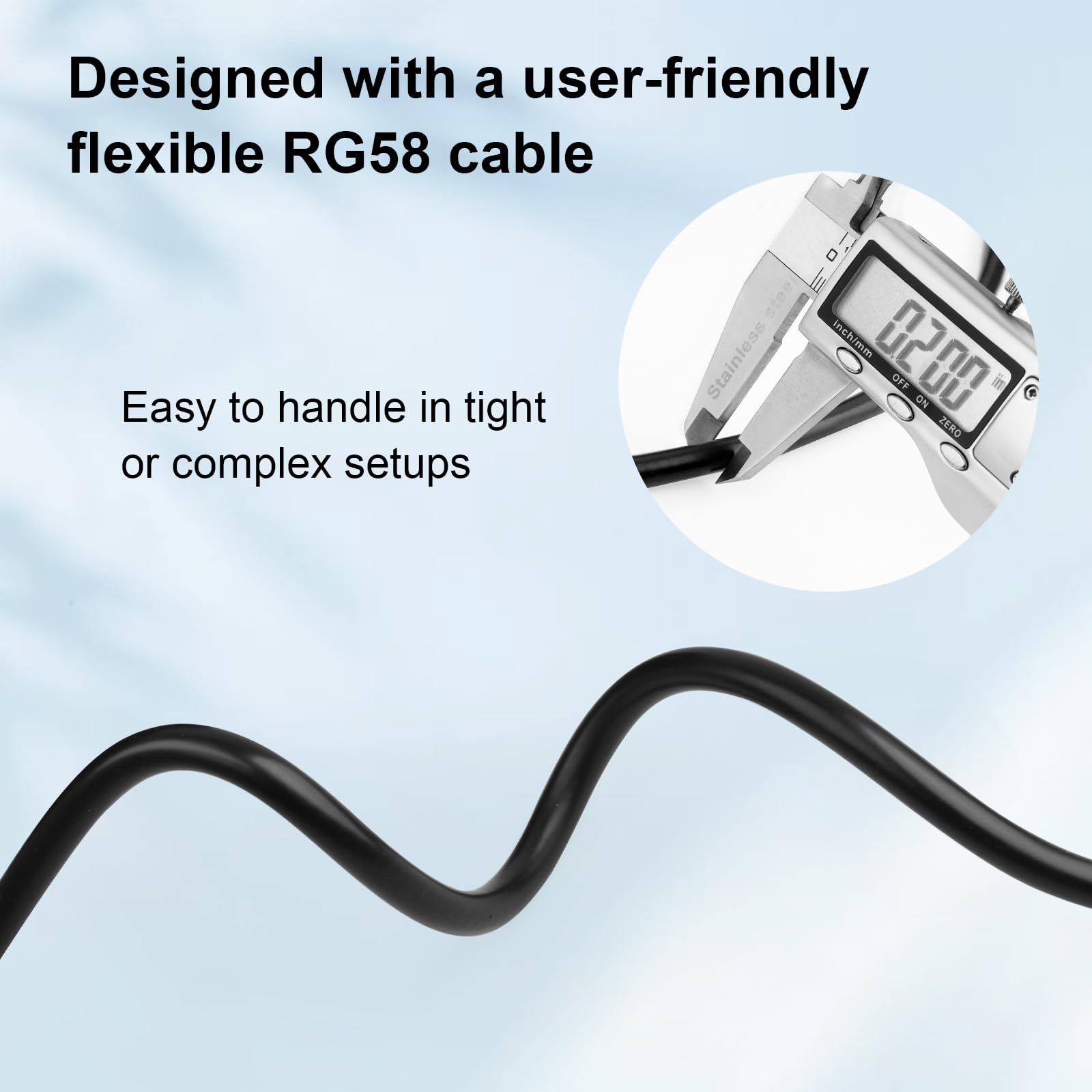Cavo coassiale RG58 - Cavo schermato da 50 Ohm per comunicazioni RF, radio prosciutto e antenne, 60 m