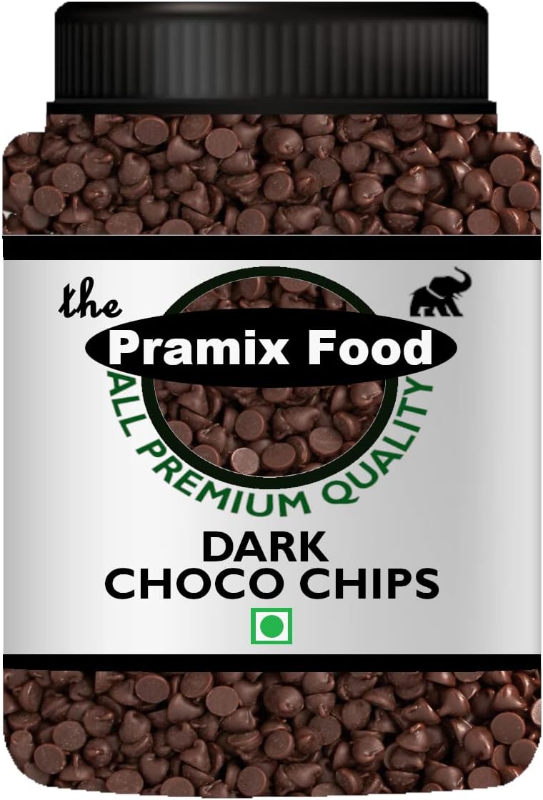 Pramix Premium Quality Dark Choco Chips | 400 g | Choco Chips for Cake Decoration, Cookies, Brownies, Muffins, Overnight Oats, Ice Creams & Dessert | Ideal for Baking & Garnishing