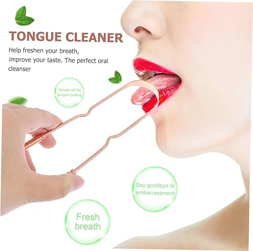 Miniatura 9 de Healifty Raspador de lengua de cobre, 2 piezas, raspador de lengua de cobre, raspador de lengua con estuche de viaje, limpiador de lengua de metal,
