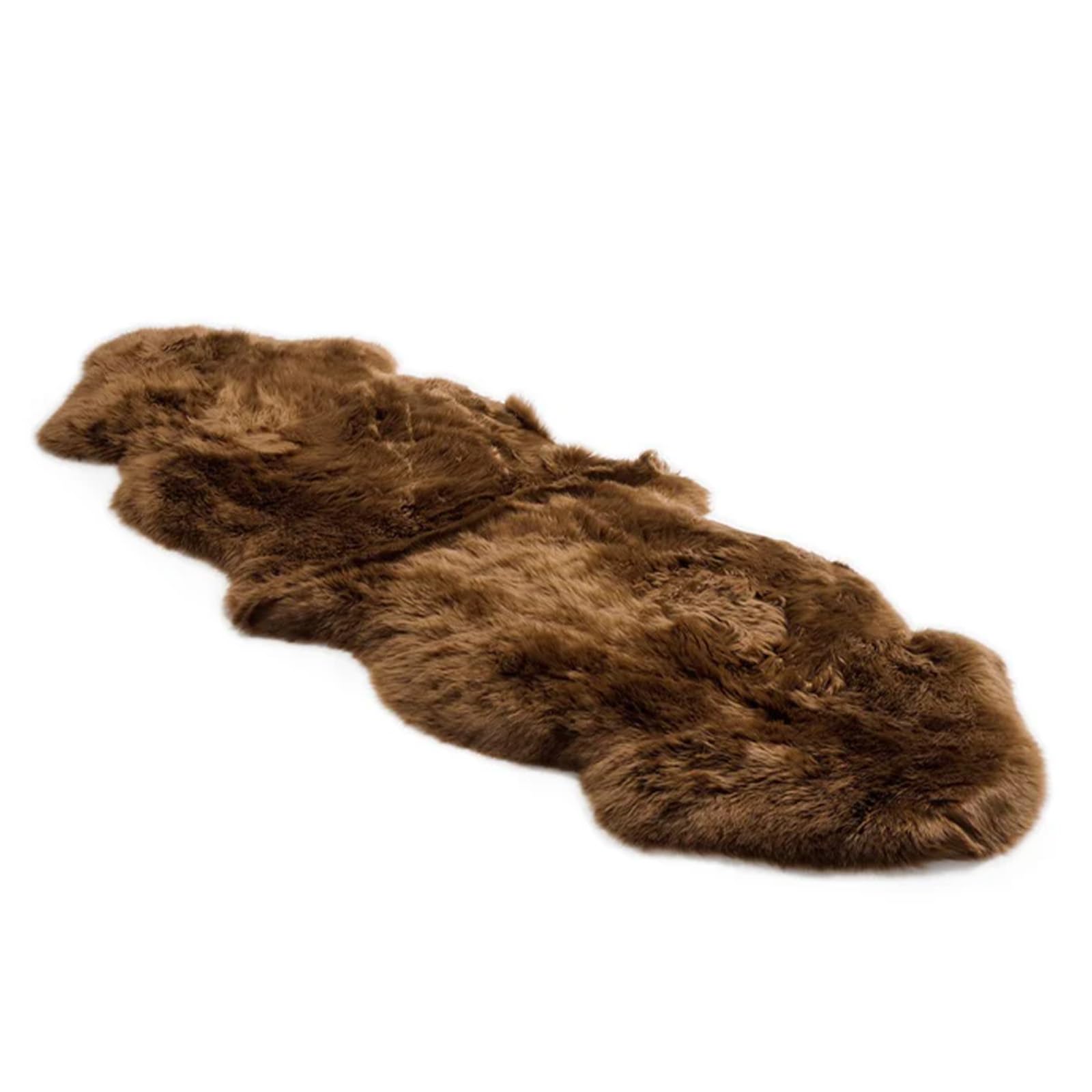 Plush Sheepskin Floor Rug – Thick Soft Long Wool for Bedroom, Living Room & Nursery – Hypoallergenic, Durable, Cozy, Temperature-Regulating, Luxurious Comfort for Home Use - Double/Brown