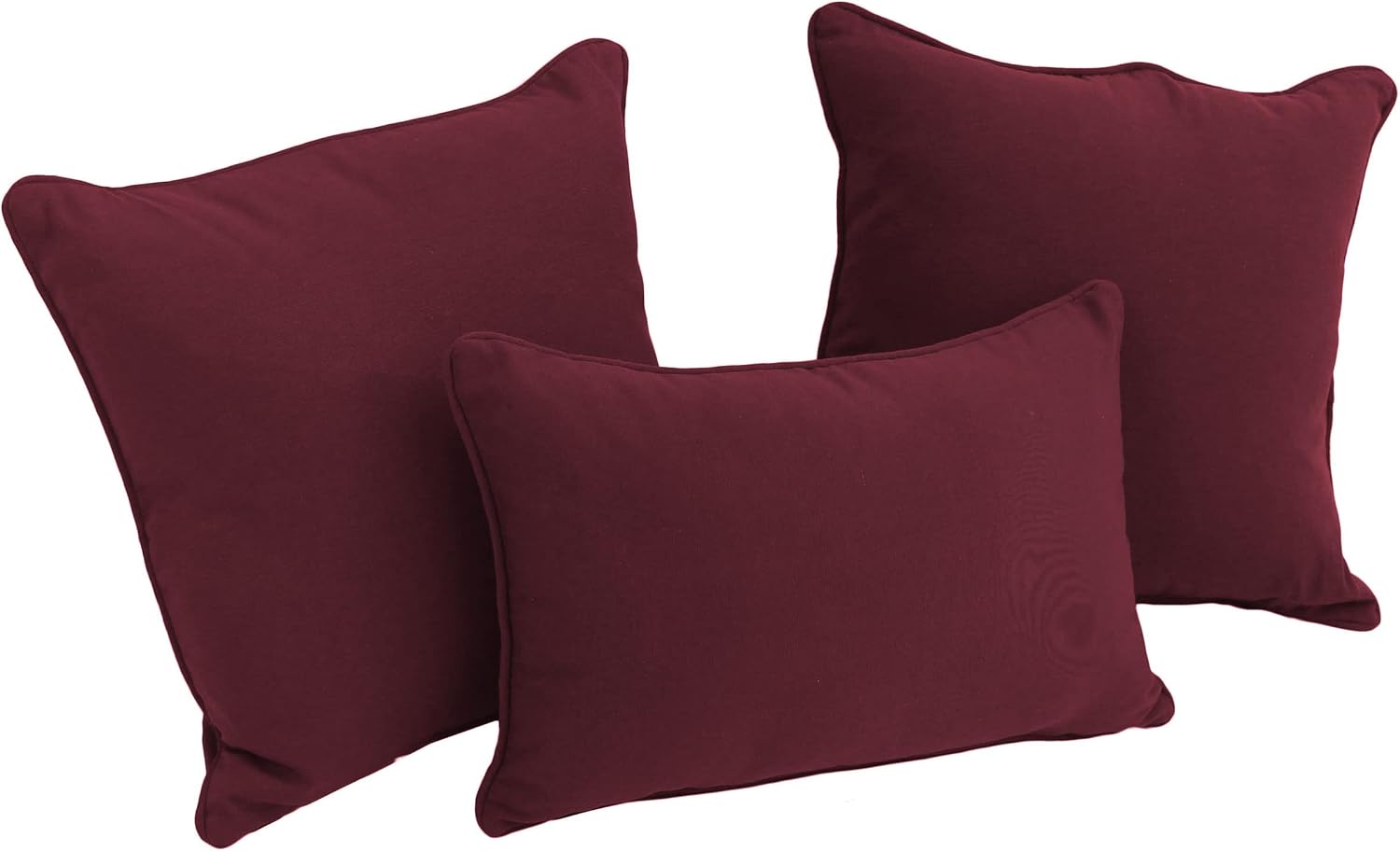 Blazing Needles Corded Twill Throw Pillow Set, Burgundy 3 Count