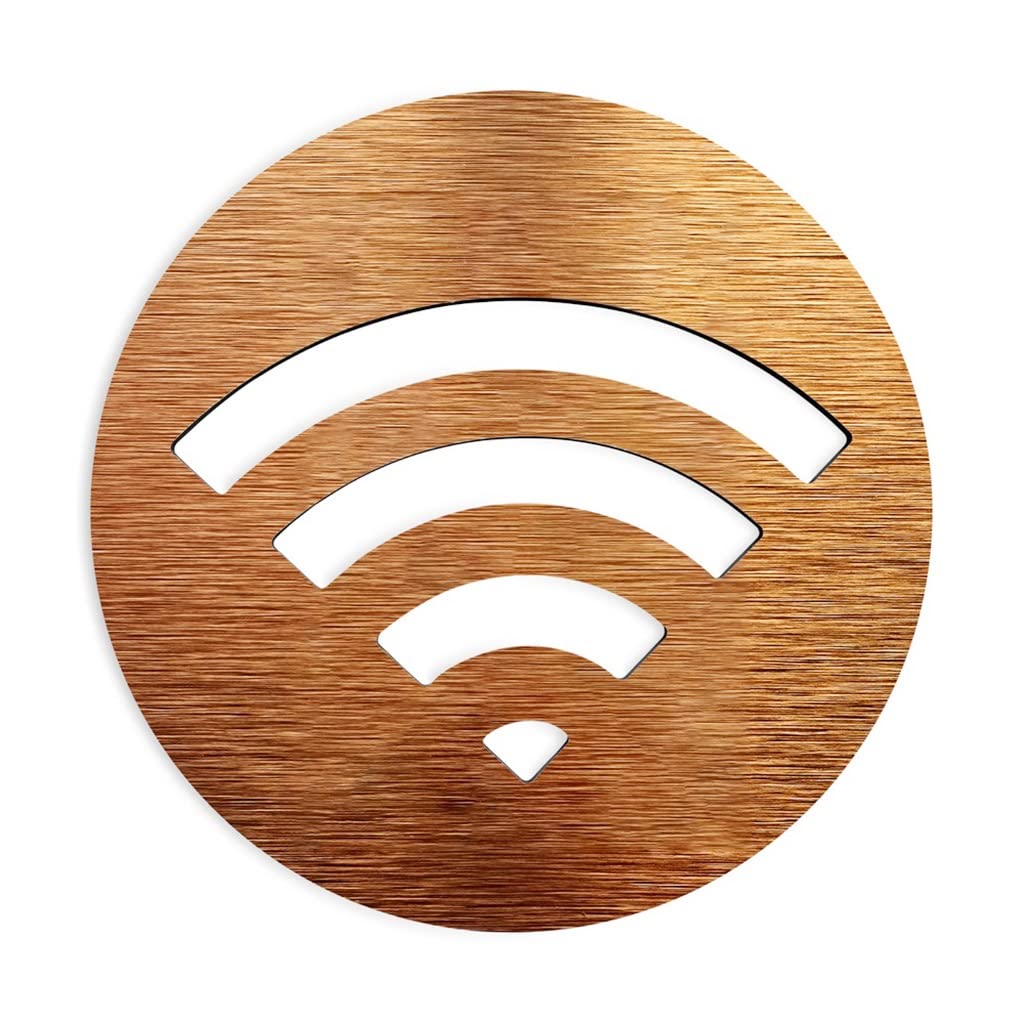 Letrero de puerta de aseo， Letrero de Wifi - Letreros de Wifi Gratis, for Habitación de Invitados - Placa de Wifi Decoración de Oficina Accesorios de Tablero Compuesto de Aluminio(Golden,14x14cm)