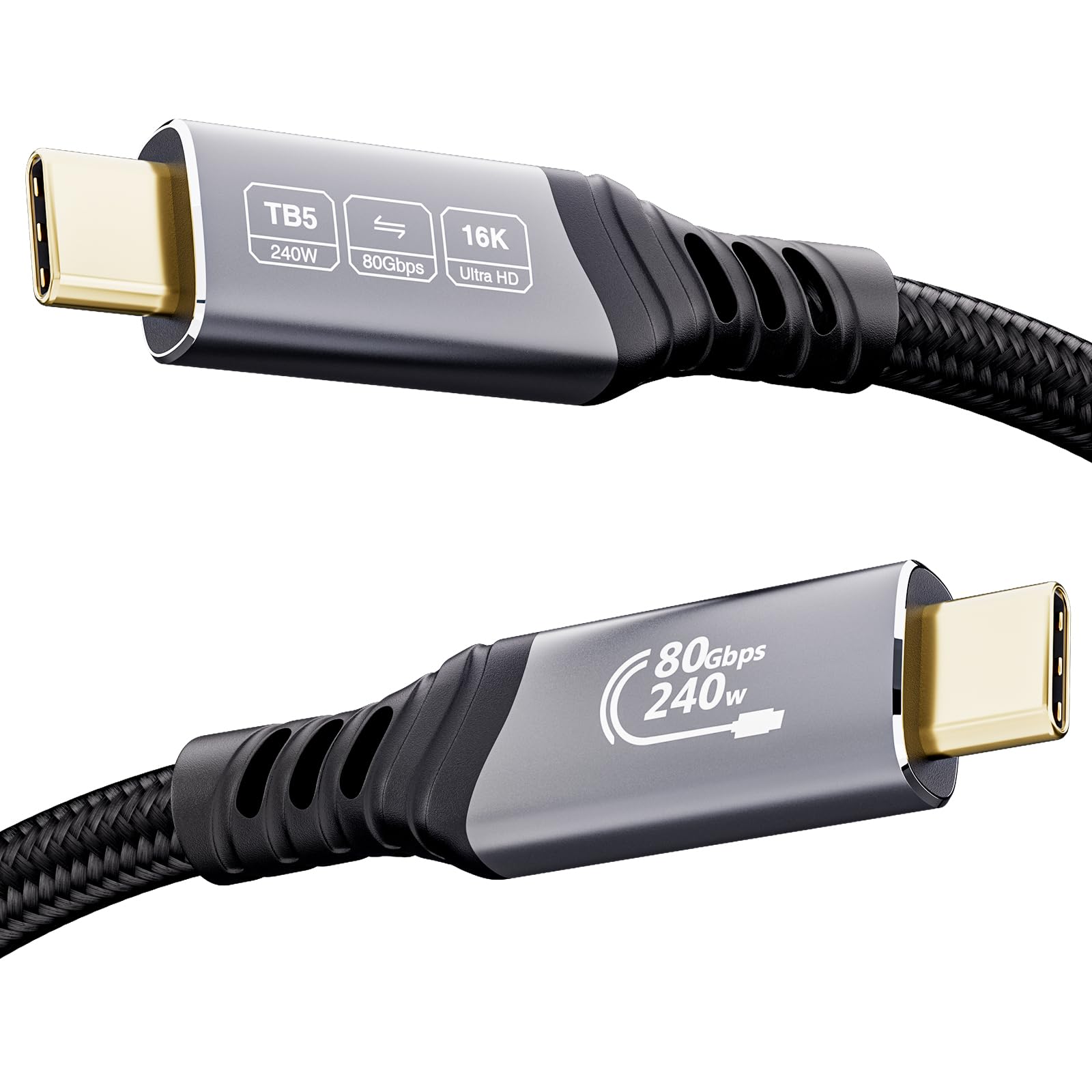 EUDOBEL USB C Thunderbolt 5 Kabel 80Gbps 0.5m, 120Gbps Video Bandbreite, PD 3.1 240W Ladeleistung, Video 16K@30Hz 8K@60Hz, 12-bit Farbtiefe Kompatibel mit Mac mini M4 Pro, Thunderbolt 4, SSD, eGPU
