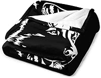 Vista 3 de Manta de franela de pastor alemán negro suave y cálida para sala de estar, sofá cama