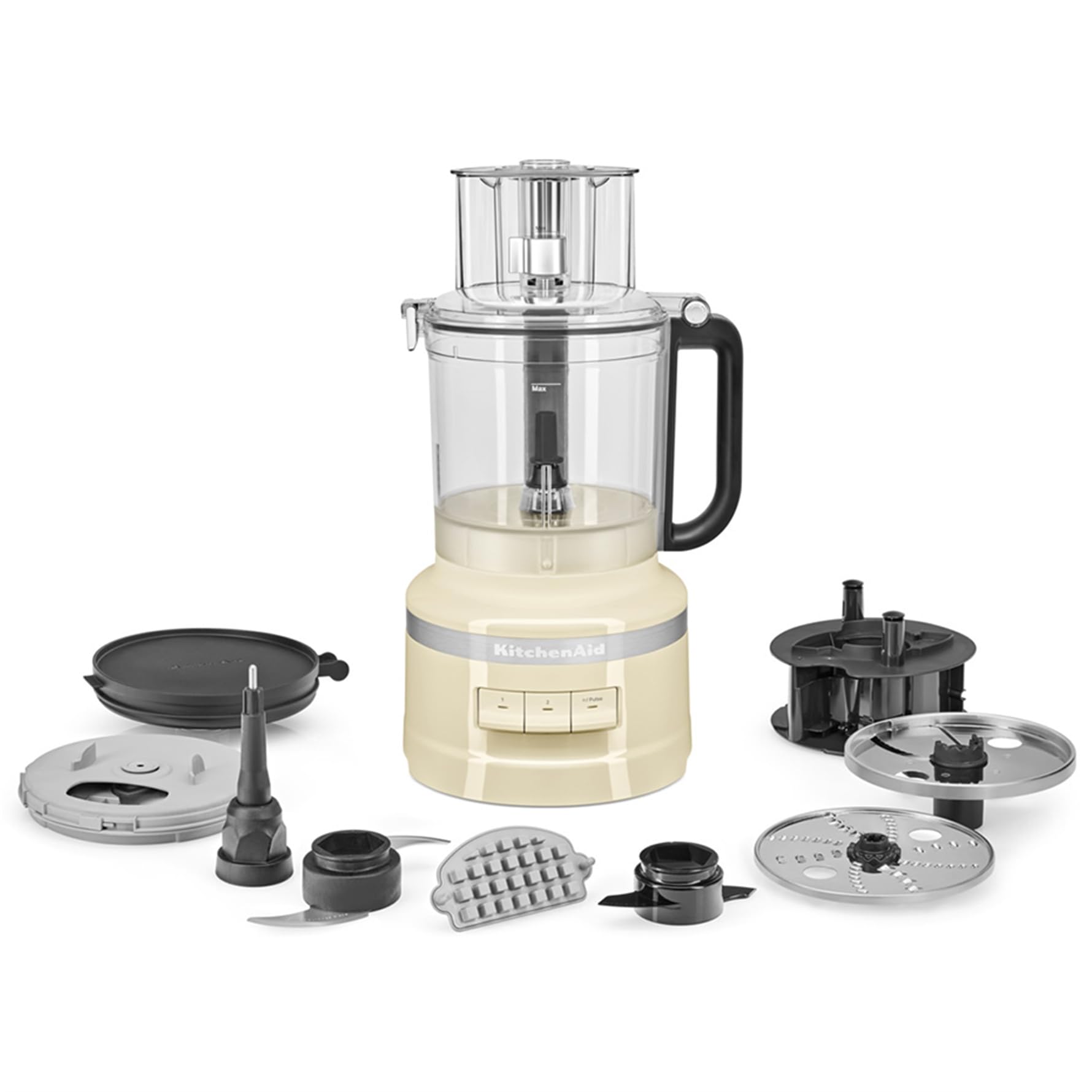 KitchenAid Robot da Cucina 3.1L, Affettatrice Regolabile ExactSlice, Kit Dadini, Grattugia Trita e Impasta, 7 Accessori, 3 Velocità e Pulse, Motore Potente, Ciotola Frigo-Safe, Almond Cream