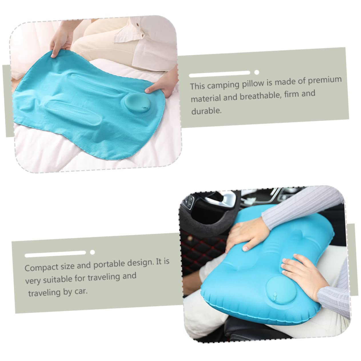 TOPBATHY 3pezzi Cuscino Gonfiabile Ergonomico Per Viaggio Cuscino Da Camping Materiale e Supporto Per Collo e Testa Pratico e Portatile Per Auto e Escursioni Peacock