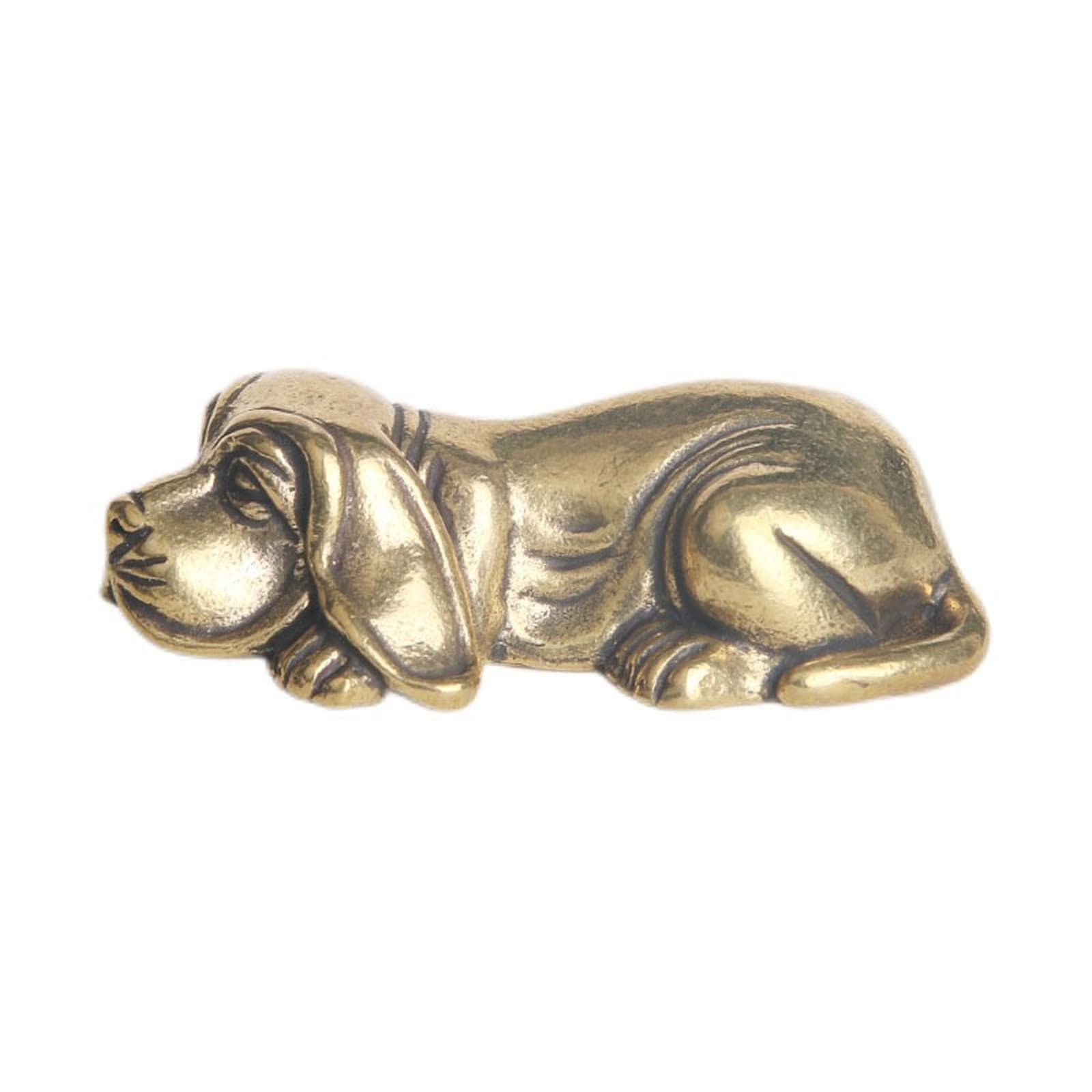 NGDFGR Brass Pet Dog Tabletop Miniatures Figurine, Cute Puppy Statue, Office Study Decorative Ornament, Bronze Sculpture Craft Collection