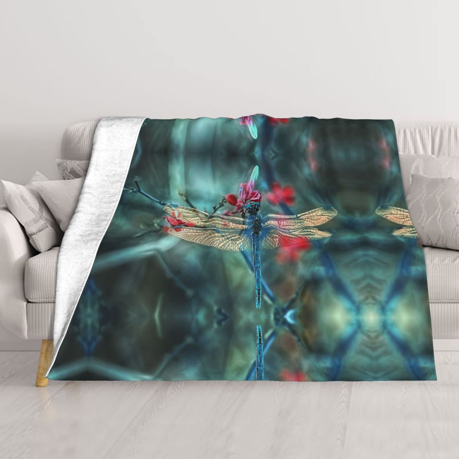 Couverture de canapé libellule double couche plaid lit au toucher soyeux