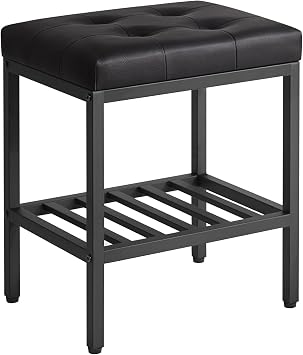 IBUYKE Rectangular Makeup Stool, PU Seat Vanity Chair, Black WBD017B