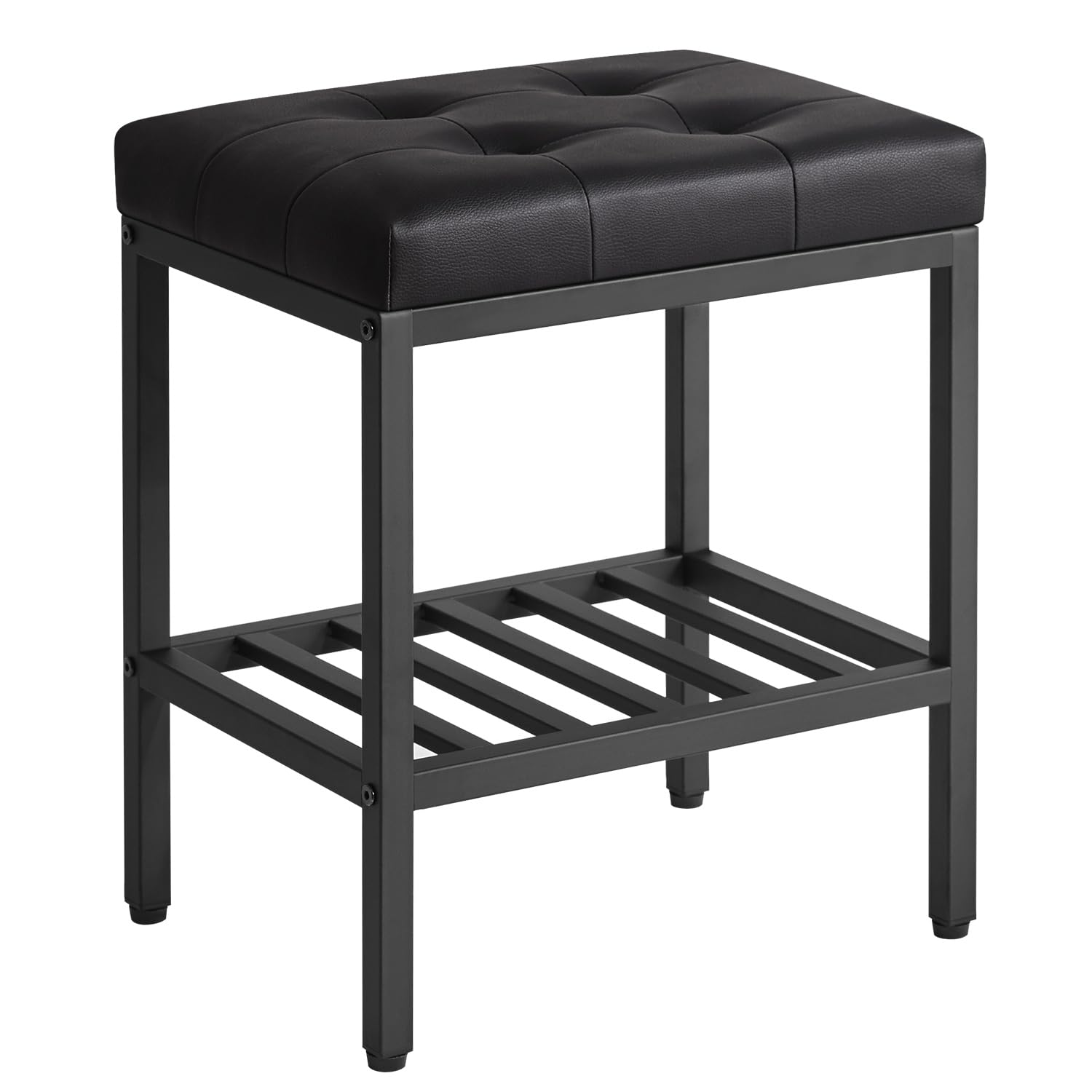 IBUYKE Rectangular Makeup Stool, PU Seat Vanity Chair, Black WBD017B