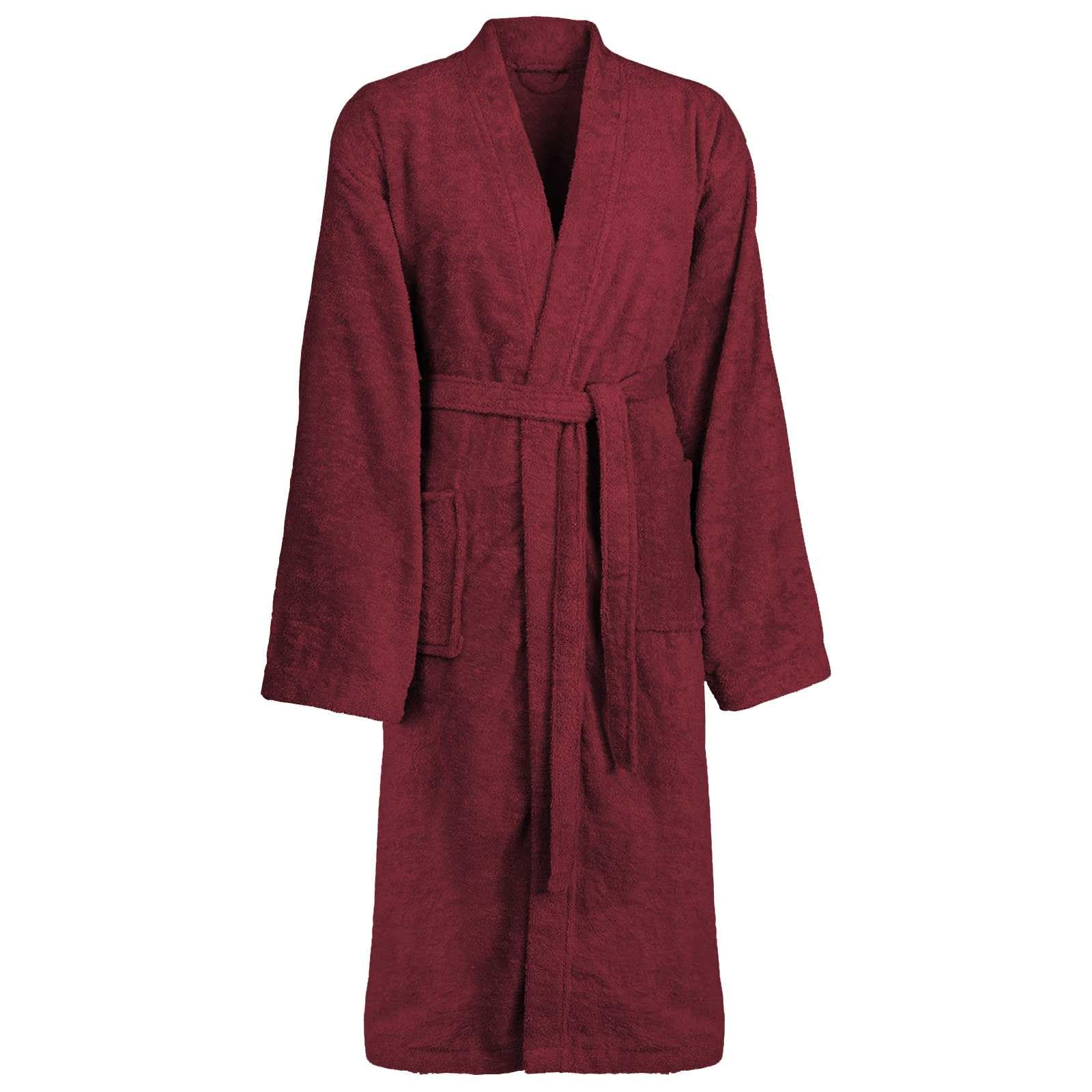 Albornoz KINN Rojo XXXL de 100% algodón con cinturón ajustable, absorbente y mullido, bata de casa para hombre y mujer, ideal para sauna, spa y baño