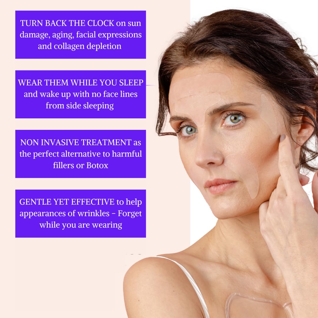 Cerotti per le rughe del viso - Cuscinetti per la cura della pelle per levigare e idratare occhi, bocca, fronte - Trattamento antirughe naturale e notturno - Prevenzione riduzione e Antietá