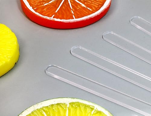 Miniatura 6 de ONLYKXY 100 unidades de palitos de caramelo transparentes de 4 pulgadas, mini palo de acrílico para tartas reutilizables, palitos de helado para