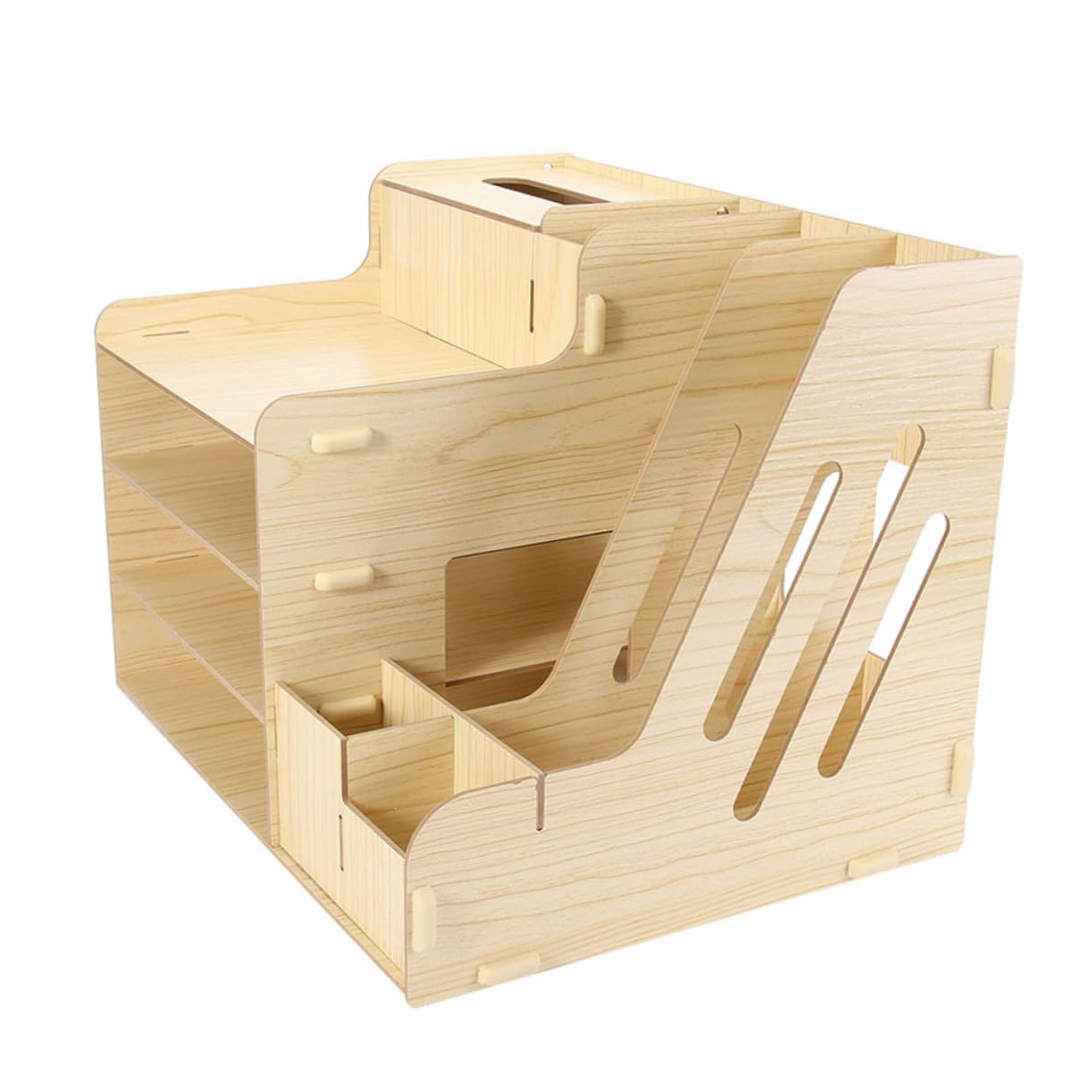iplusmile Organizador de Archivos para Escritorio de Madera Gran Capacidad y Diseño de Múltiples Compartimentos para Almacenamiento Ordenado en Oficina y Hogar
