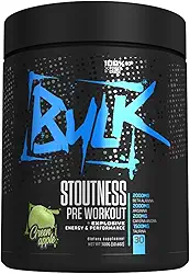 Pré Treino Stoutness 300g Suplemento Em Pó Fórmula Exclusiva Com Beta Alanina Taurina Cafeína Arginina Bulk Nutrition Sabor Sabor Maçã Verde ou Frutas (Maçã Verde, 300g)