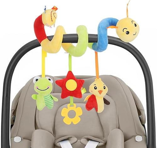 NOLITOY Juguetes para, 0-12 Meses Cochecito Actividad Espiral Colorido Oruga Juguetes de Felpa, Alto Contraste Sensorial de Asiento de Coche