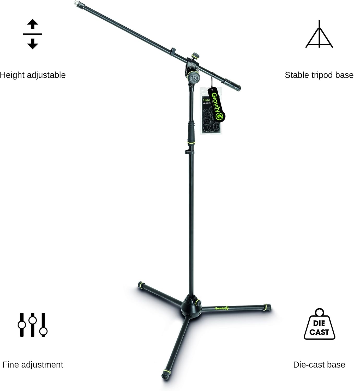 Gravity GMS4321B Microphone Stand with Folding Tripod Base & 2-Point Adjustment Boom image 2