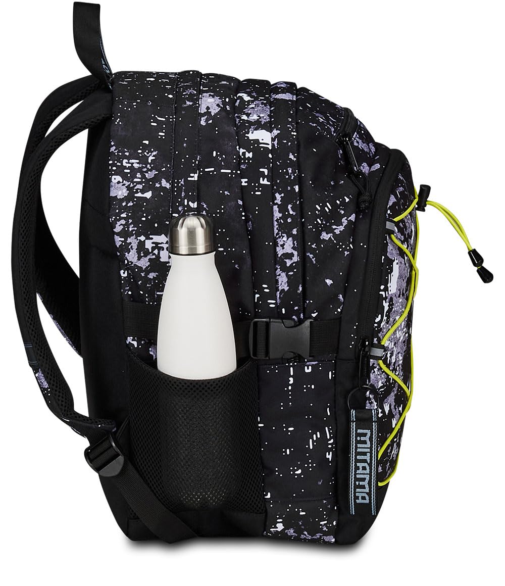 Mitama Zaino Triplo Scomparto Cement con Tasca porta PC, Nero e Grigio, Scuola Elementare e Tempo Libero, Bambino Ragazzo
