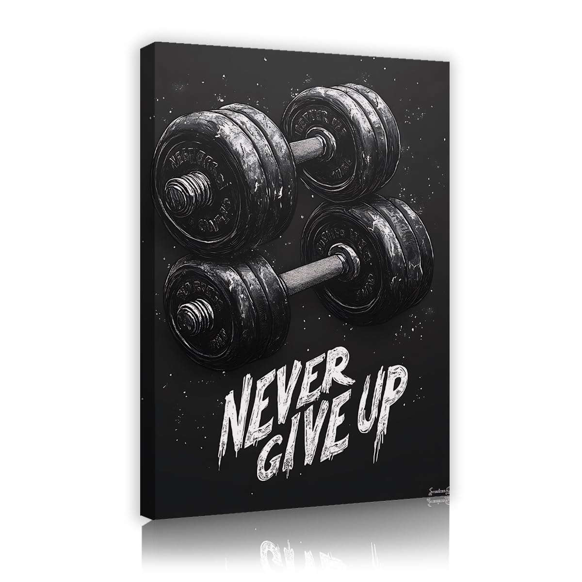 Via Vela Weightlifting Dumbbells Framed Wall Art, Inspirational Quote Canvas Print, Black and White Workout Picture Painting, Home Gym Decor Artwork 60x90cm