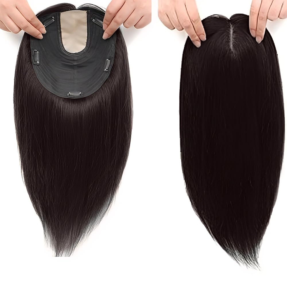 VIEWS 5 Clip Matt Hair topper for Women Natural Color | 22 Inch Women Hair Toppers (Natural Brown)-image-41