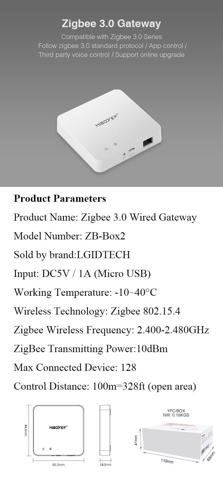 LGIDTECH ZB-Box2 Zigbee 3.0 Wired Gateway