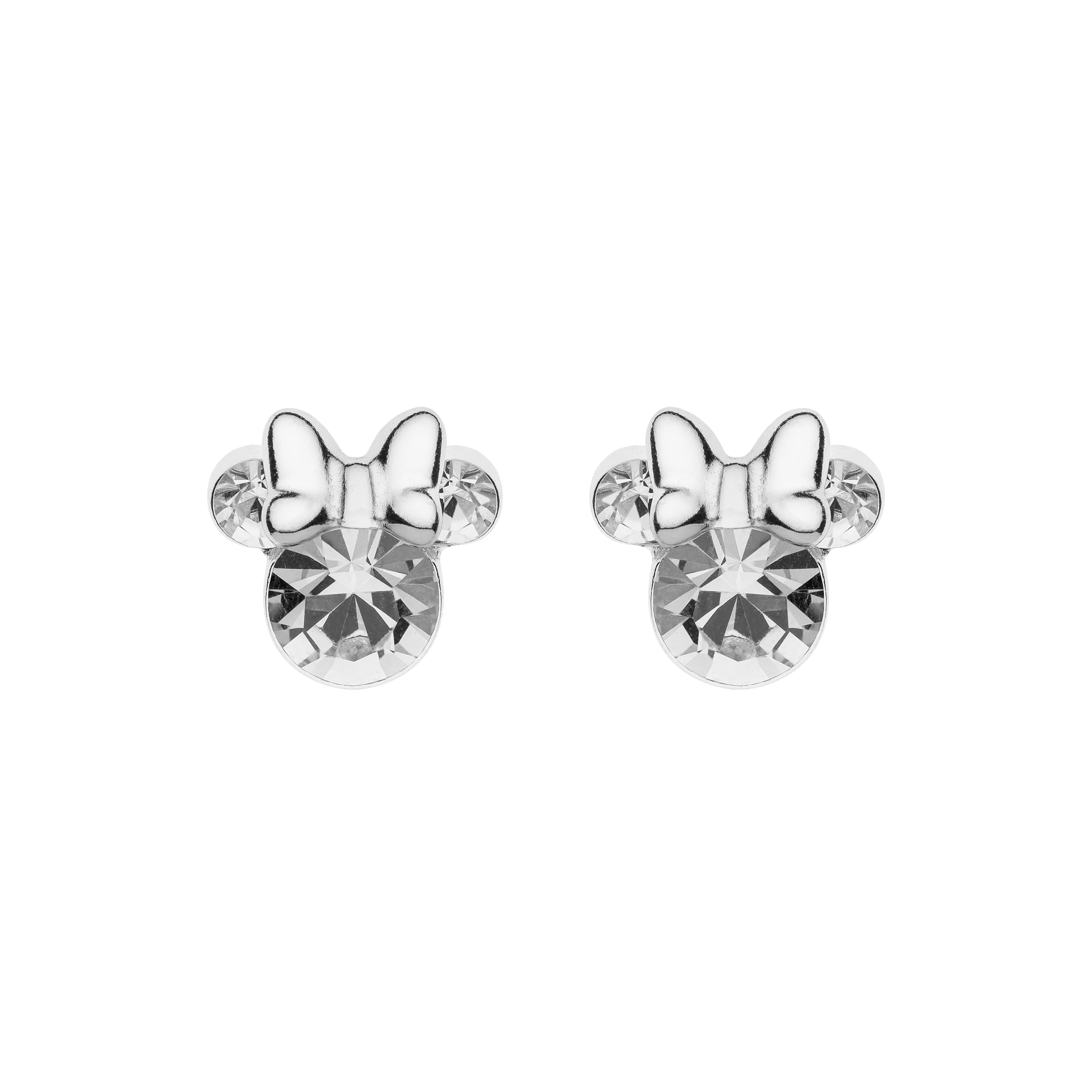 DisneyPendientes de Plata con Piedra Natal de Disney para Niña con Minnie, Decorados con Circonitas